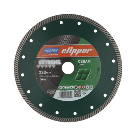 Disque-diamant-Extreme-Ceramic-Turbo-230-x-25-4-mm-hauteur-segment-10-1-4-mm-NORTON-CLIPPER