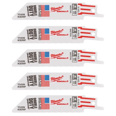 5 lames scie sabre Hackzall™ bi-métal 100 mm x 18 TPI - MILWAUKEE