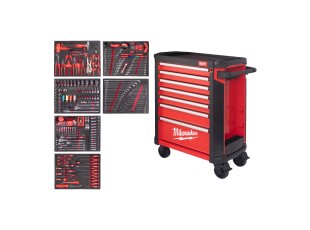 Servante Toolguard™ rouge équipée de 337 outils, 7 tiroirs 78 cm - MILWAUKEE