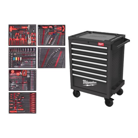 Servante Toolguard™ grise équipée de 337 outils, 7 tiroirs 69 cm - MILWAUKEE