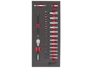 Module mousse cliquet et douilles 1/4″, 28 pièces - MILWAUKEE