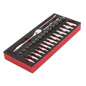 Module mousse cliquet et douilles 3/8″, 32 pièces - MILWAUKEE