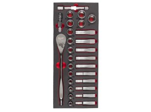 Module mousse cliquet et douilles 1/2″, 28 pièces - MILWAUKEE