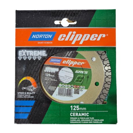 Disque diamant Extreme Grès Ø125 x 22,23 mm, hauteur segment 10/1,2 mm - NORTON CLIPPER