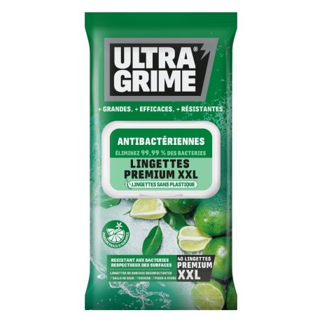 Lingettes Life antibactériennes XXL 38 x 25 cm, x40 - ULTRA GRIME
