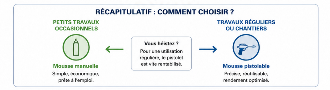 Chantier avec mousse polyuréthane pistolable